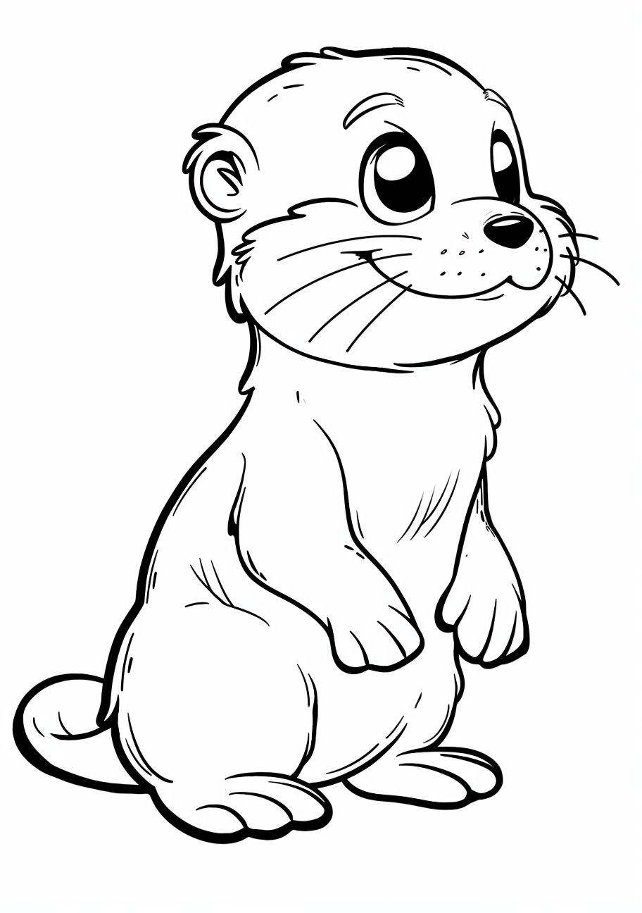 Otter Coloring Pages, Kawaii Otter