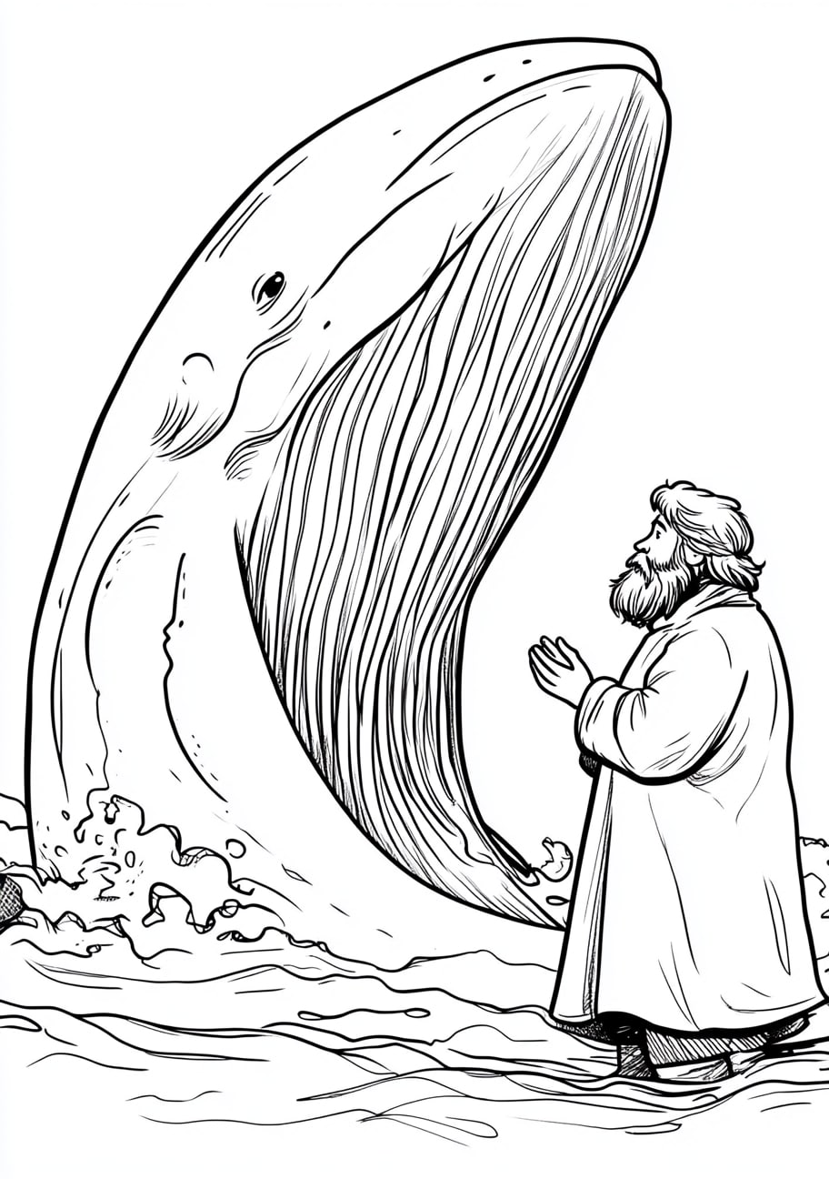 Jonah and the Whale Coloring Pages, Jonah praying inside the whale