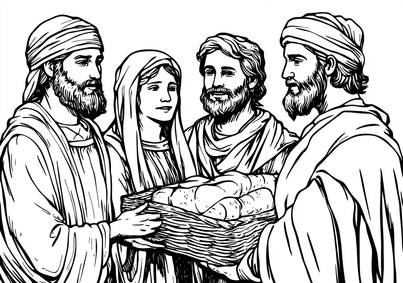 Isaac and Rebekah Coloring Pages, Isaacs servants bringing Rebekah to him