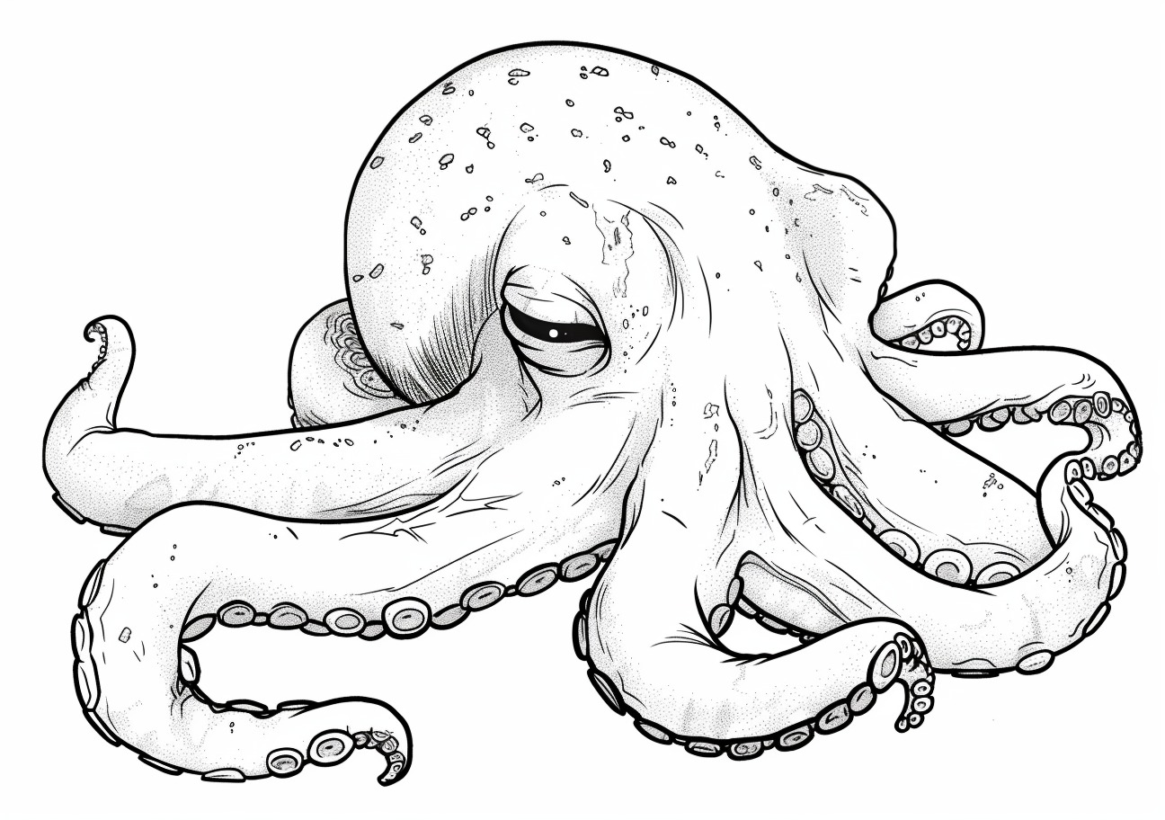 Squid Coloring Pages, Sleeping Squid