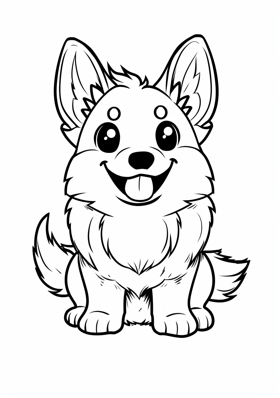 Corgi Coloring Pages, Kawaii Corgi