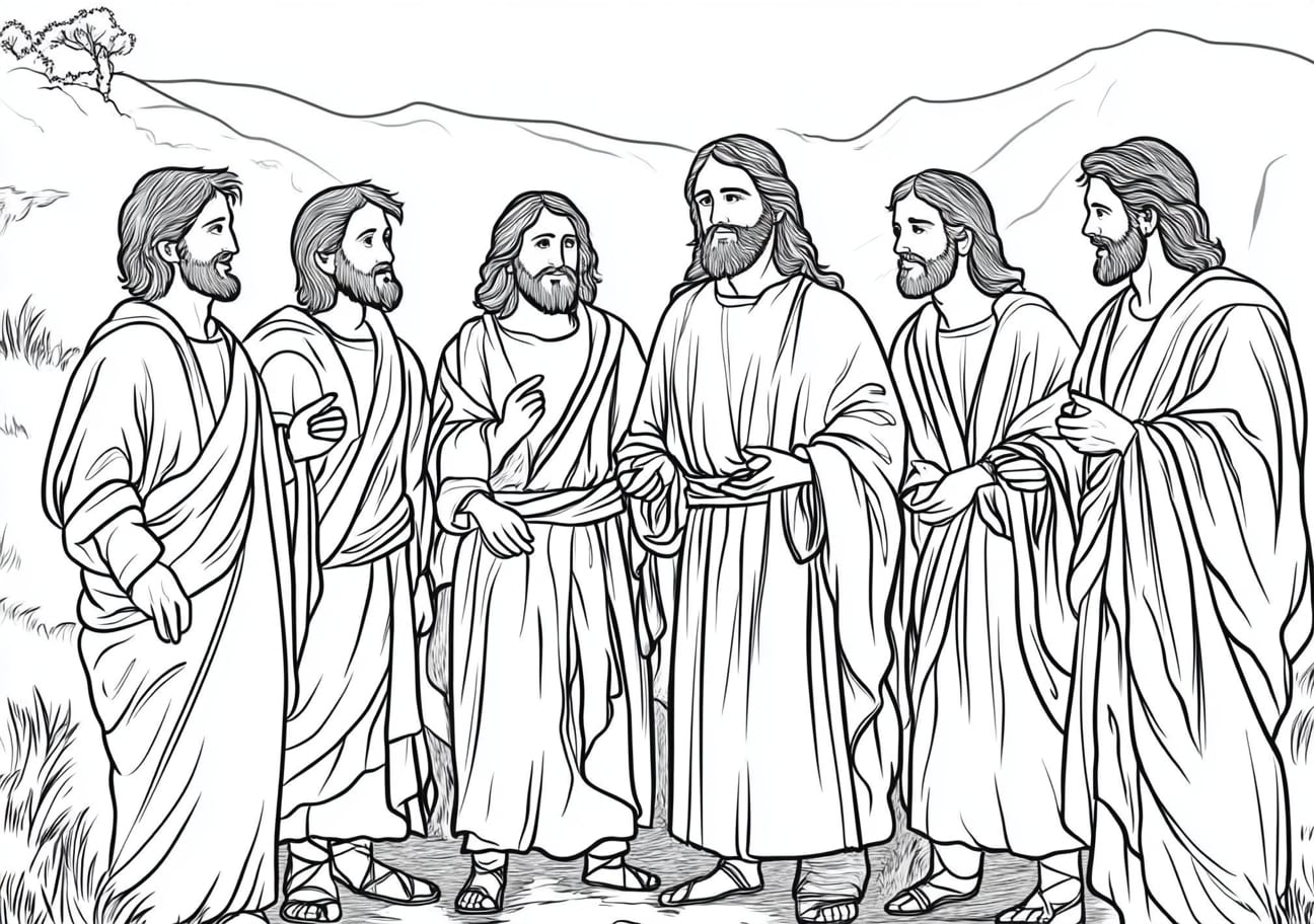 Jesus Coloring Pages, Jesus with the disciples