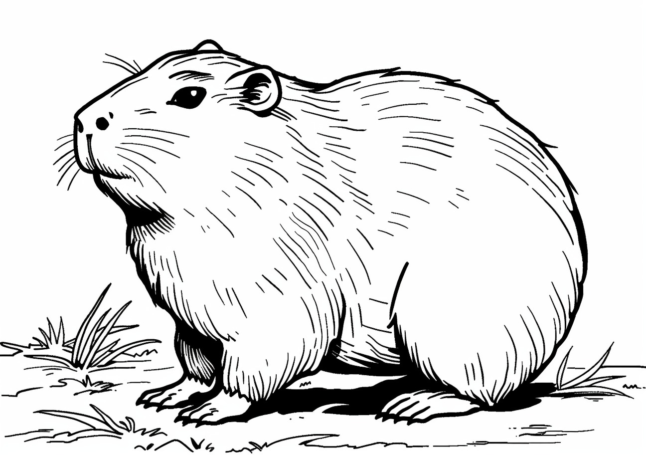 Capybara Coloring Pages, Cartoon Capybara