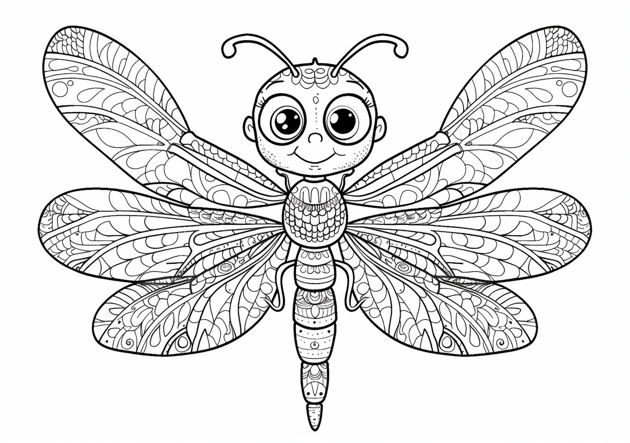 Dragonfly Coloring Pages, Cartoon child Dragonfly