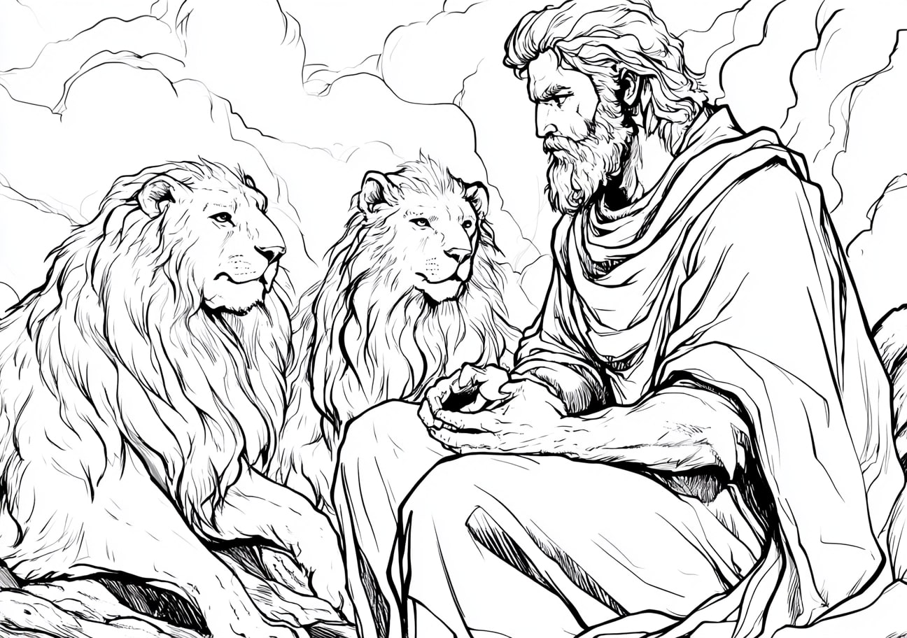 Daniel and his friends Coloring Pages, Daniels vision of the four beasts