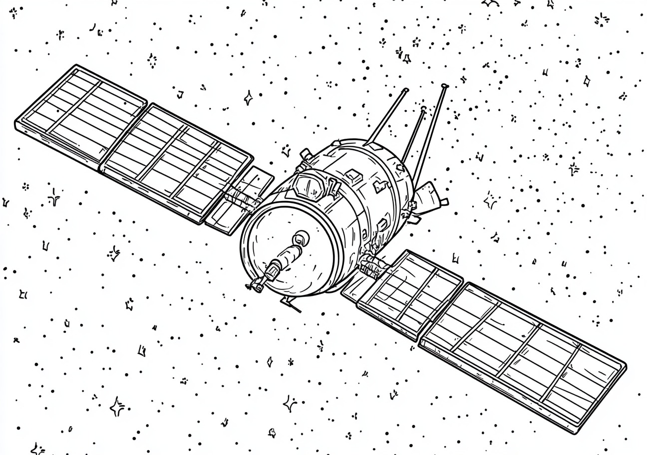 Satellite Coloring Pages, Satellite shining