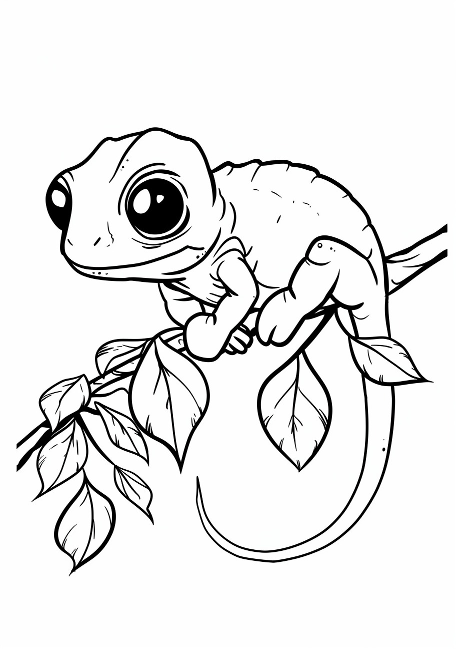 Сhameleon Coloring Pages, Kawaii Chameleon