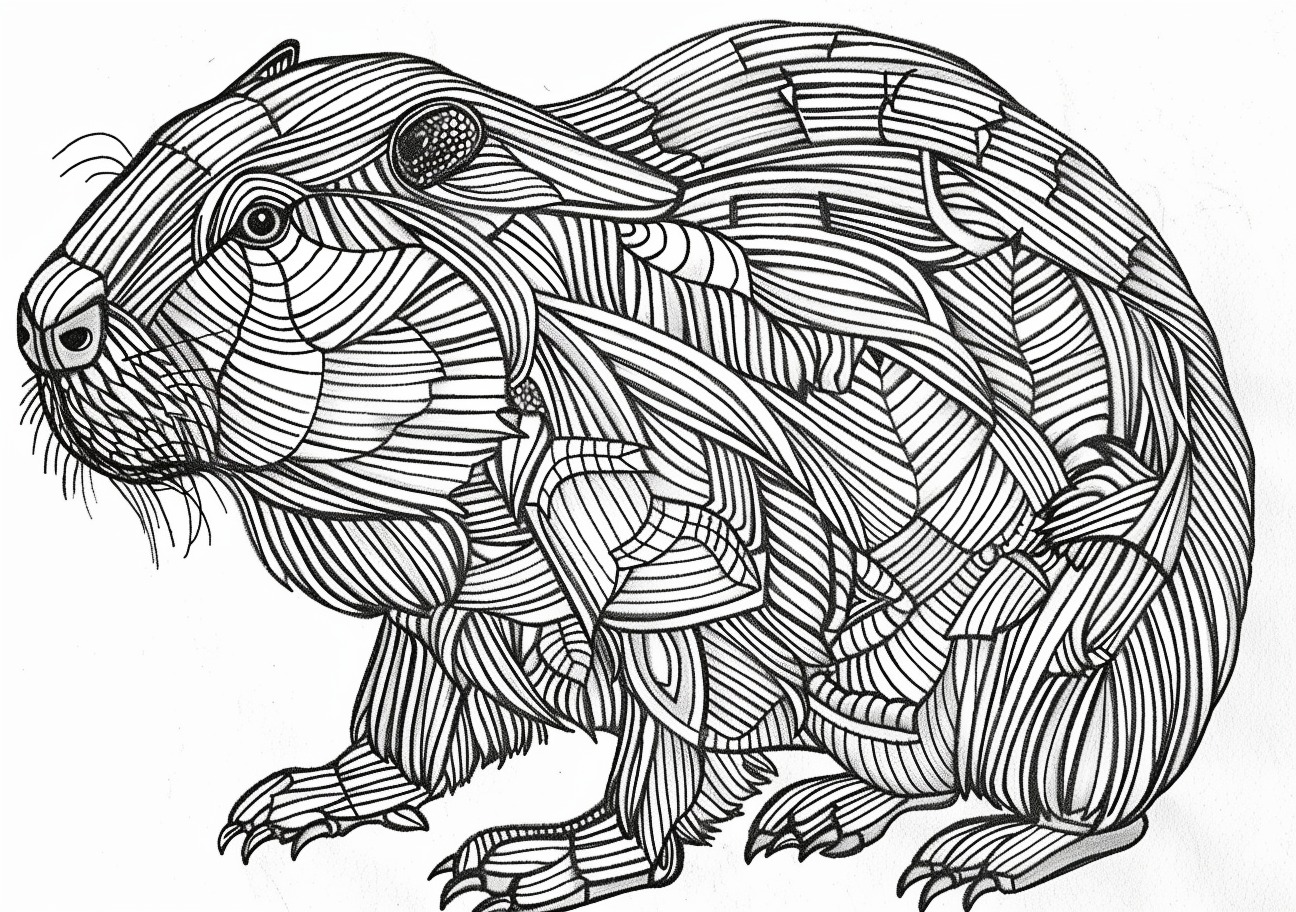 Capybara Coloring Pages, Mandala Capybara