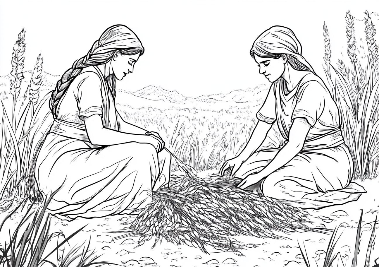 Ruth and Naomi Coloring Pages, Ruth and Naomi at the threshing floor