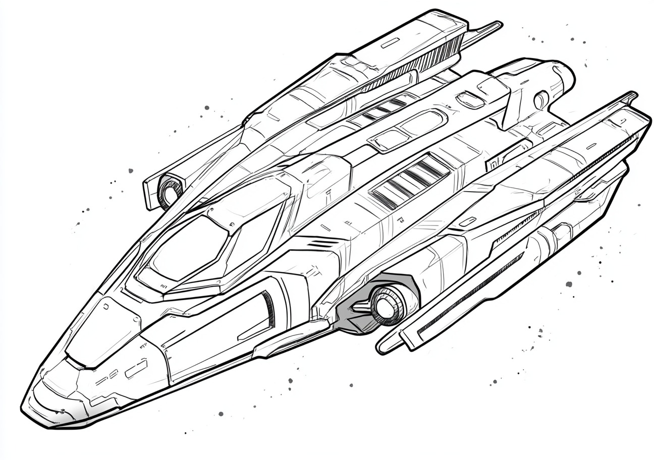 Spaceship Coloring Pages, Spaceship glowing