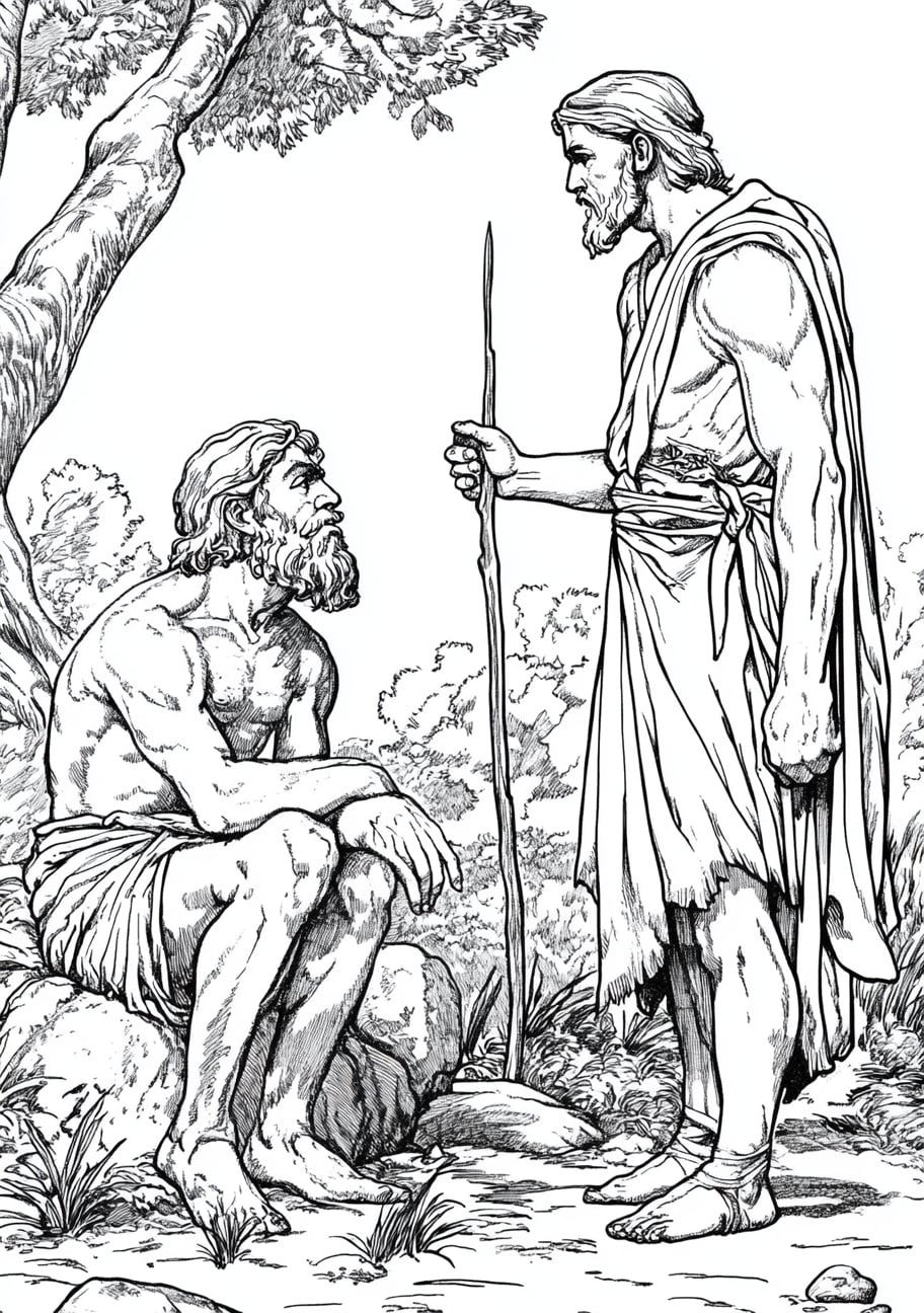 Cain and Abel Coloring Pages, Cains offering being rejected