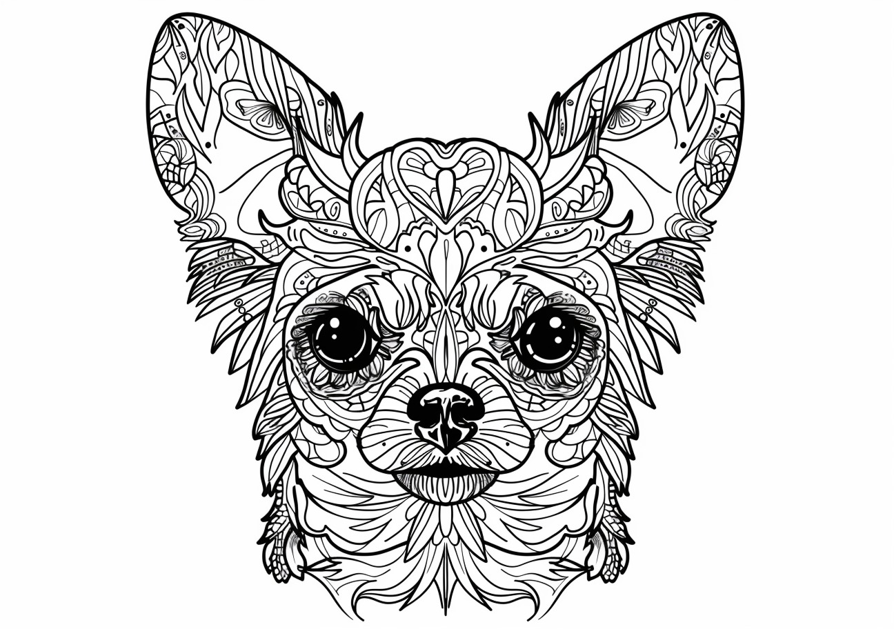 Chihuahua Coloring Pages, Mandala Chihuahua