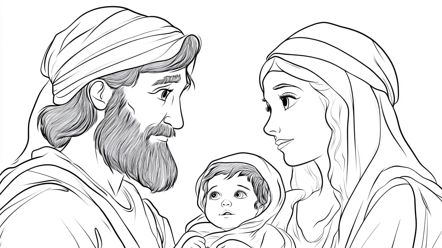 Abraham and Sarah Coloring Pages, Abraham and Sarah with baby Isaac