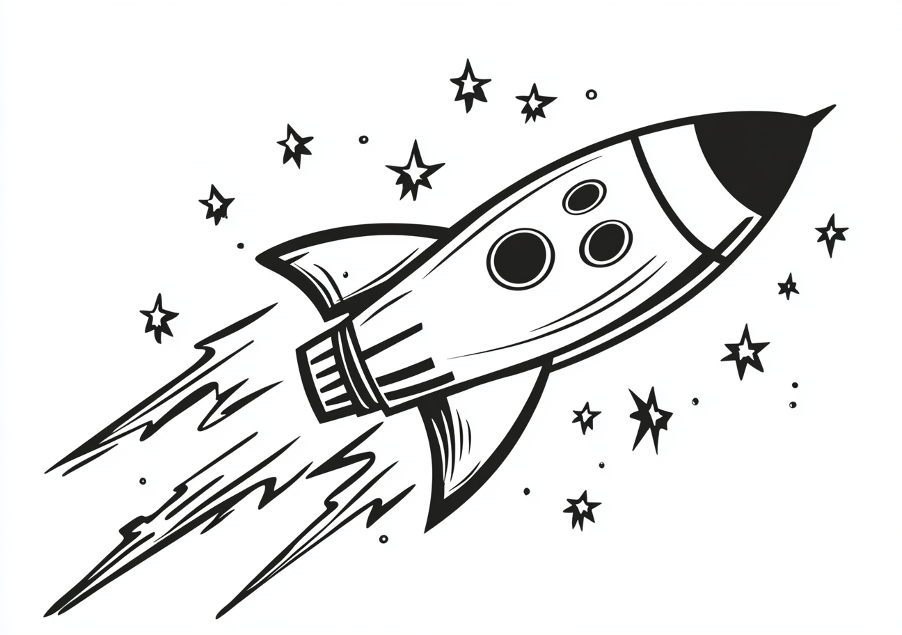 Rockets Coloring Pages, Rocket soaring through space