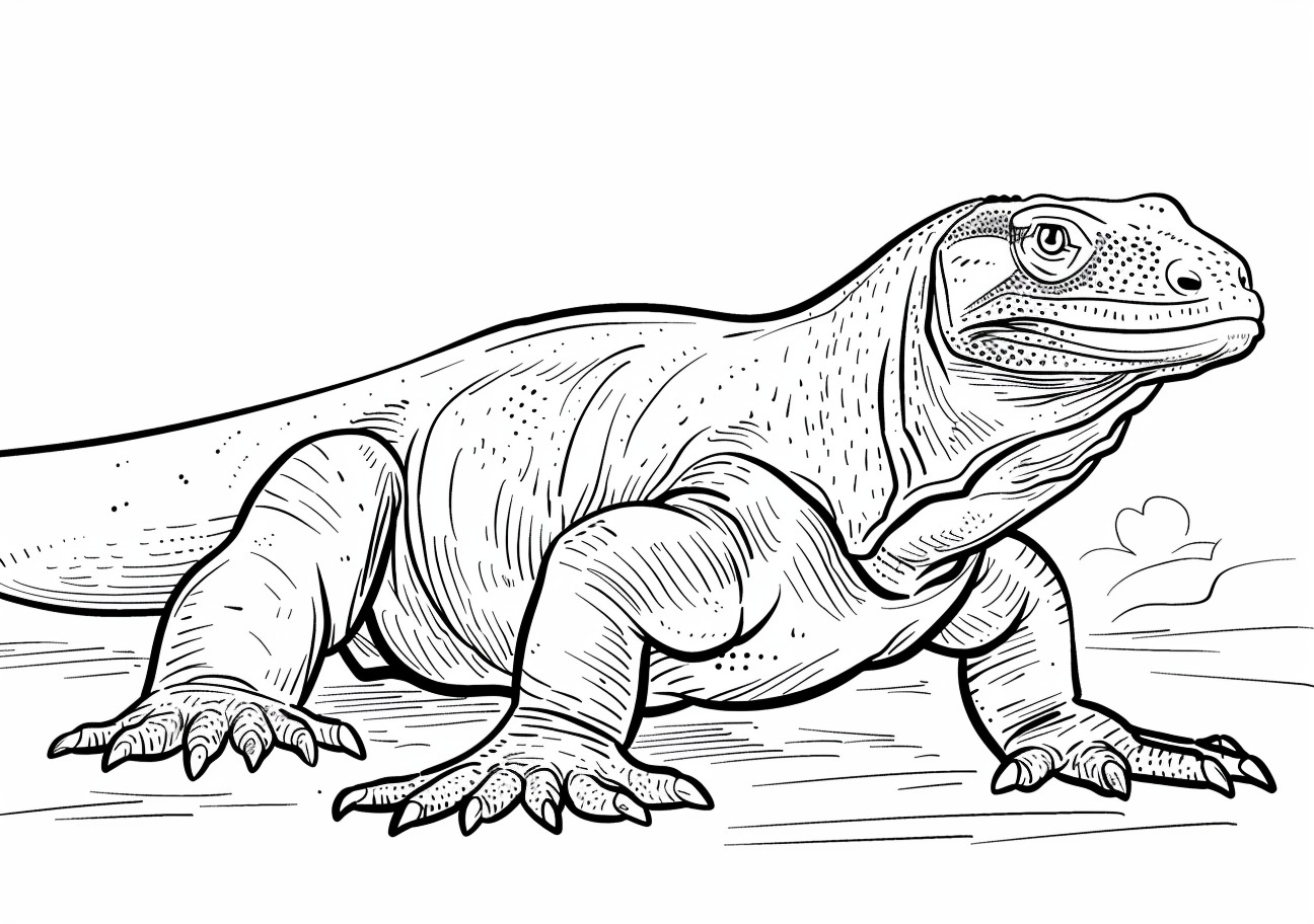 Komodo Dragon Coloring Pages, Cartoon Komodo Dragon