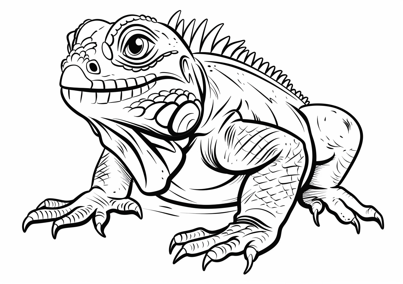 Iguana Coloring Pages, Smiling Iguana