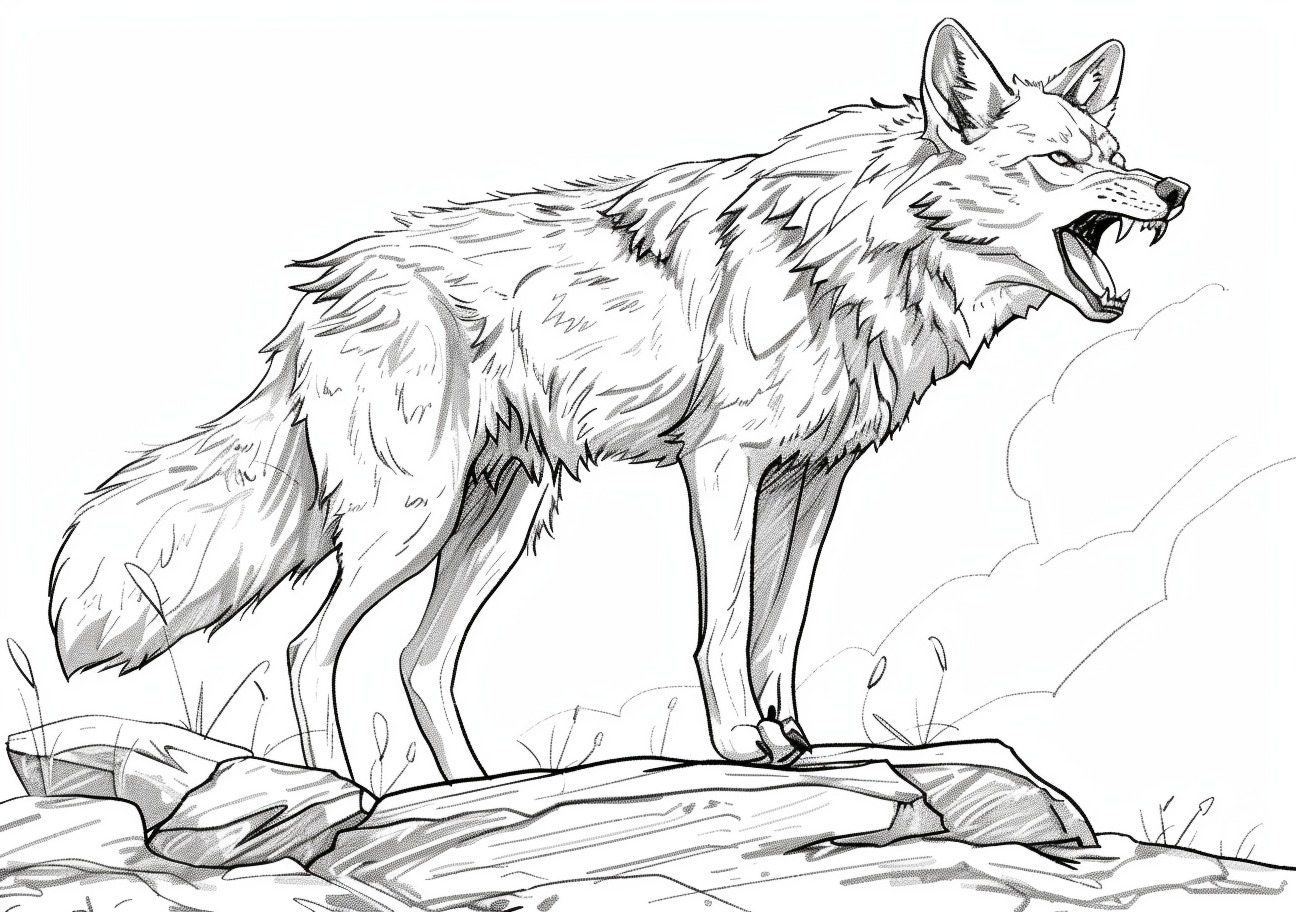 Coyote Coloring Pages, Angry Coyote
