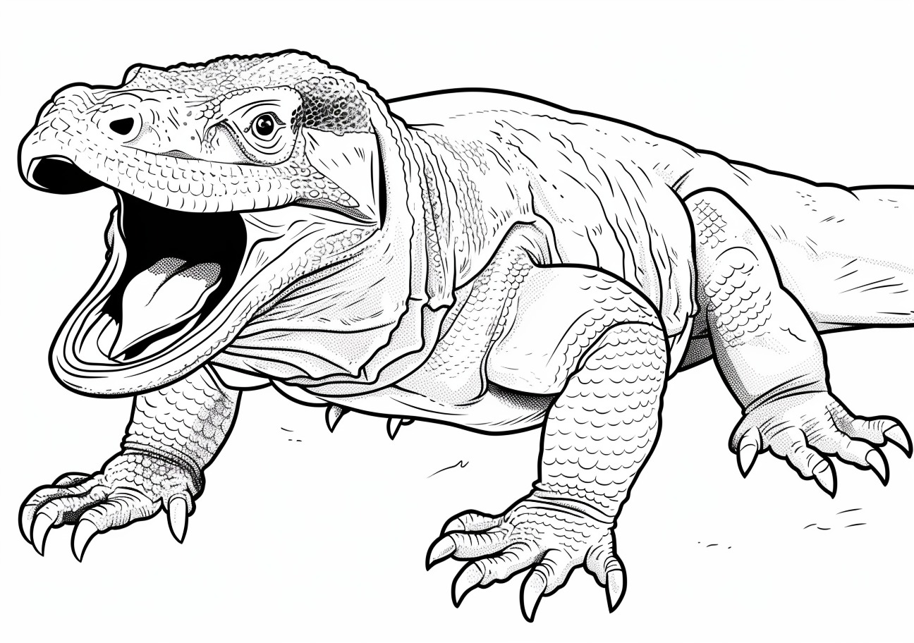 Komodo Dragon Coloring Pages, Angry Komodo Dragon