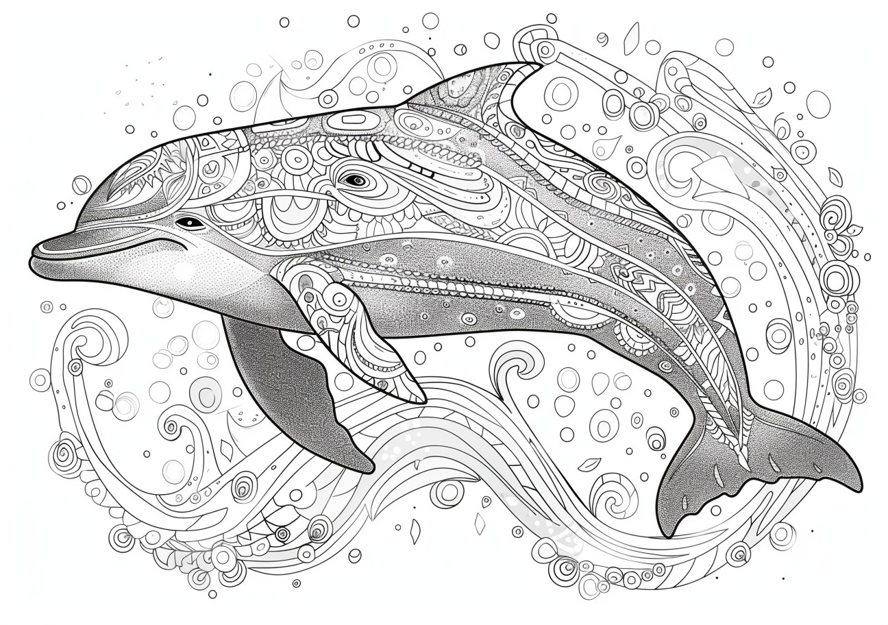 Animals Coloring Pages, Dolphin mandala