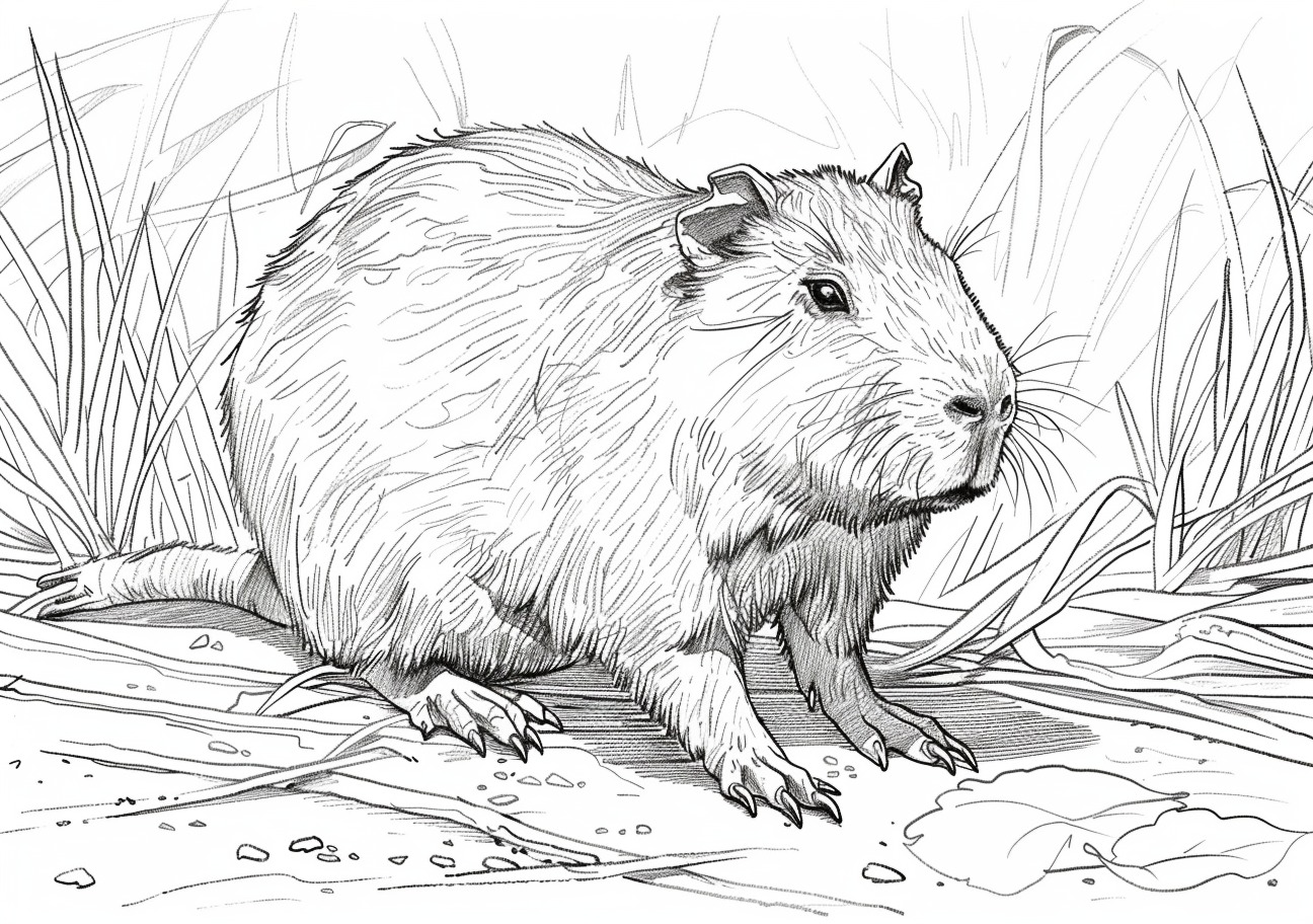 Capybara Coloring Pages, Realistic Capybara