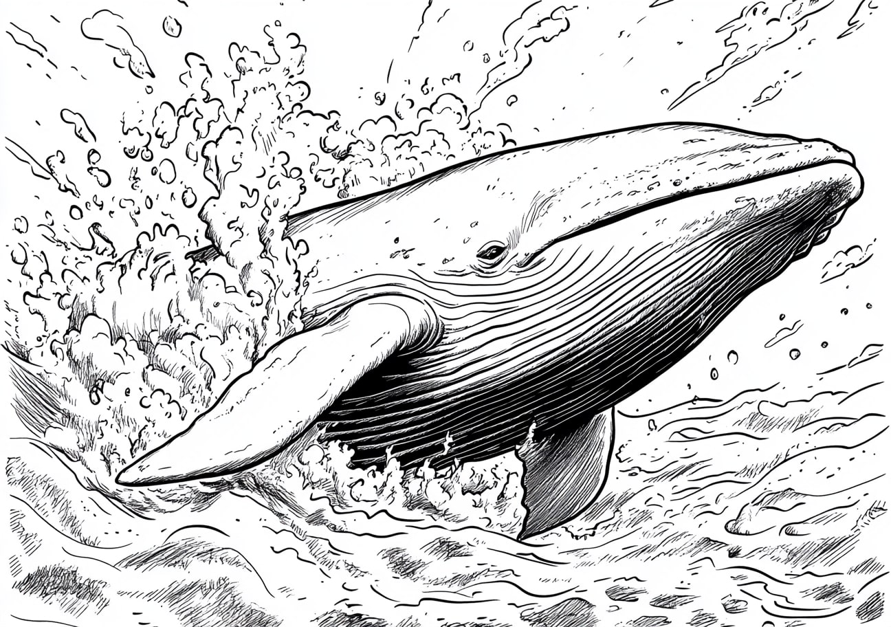 Jonah and the Whale Coloring Pages, The whale with a dramatic splash as Jonah is swallowed