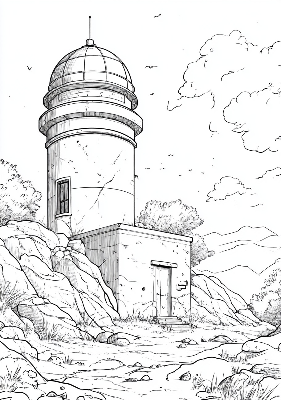 Observatory Coloring Pages, Observatory ruined