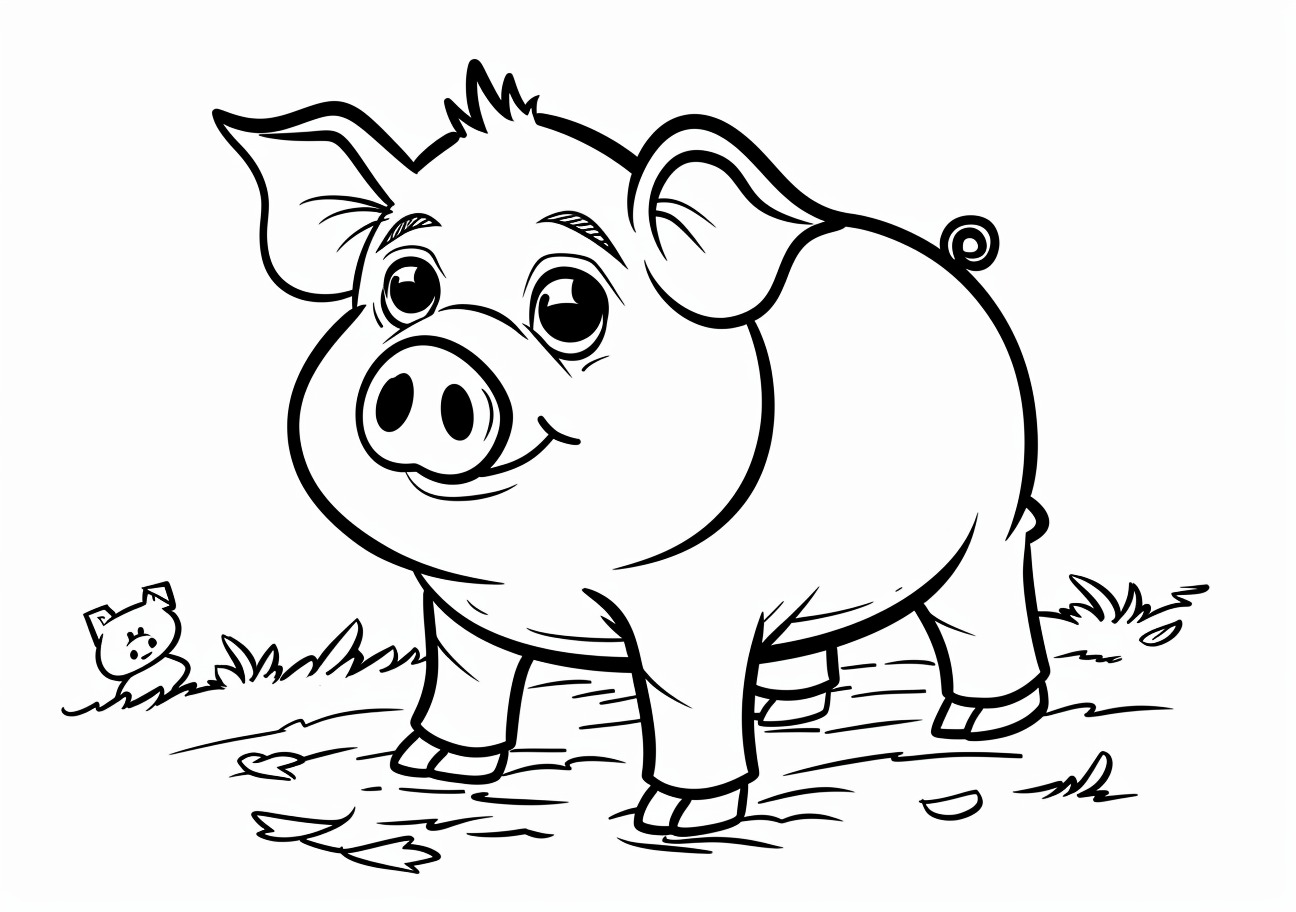 Piggy Coloring Pages, Piggy in cartoon style