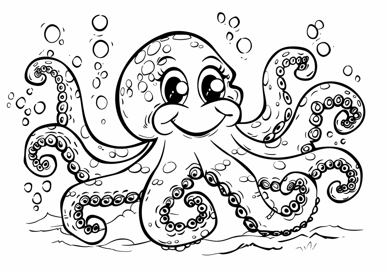 Octopus Coloring Pages, Smiling Octopus