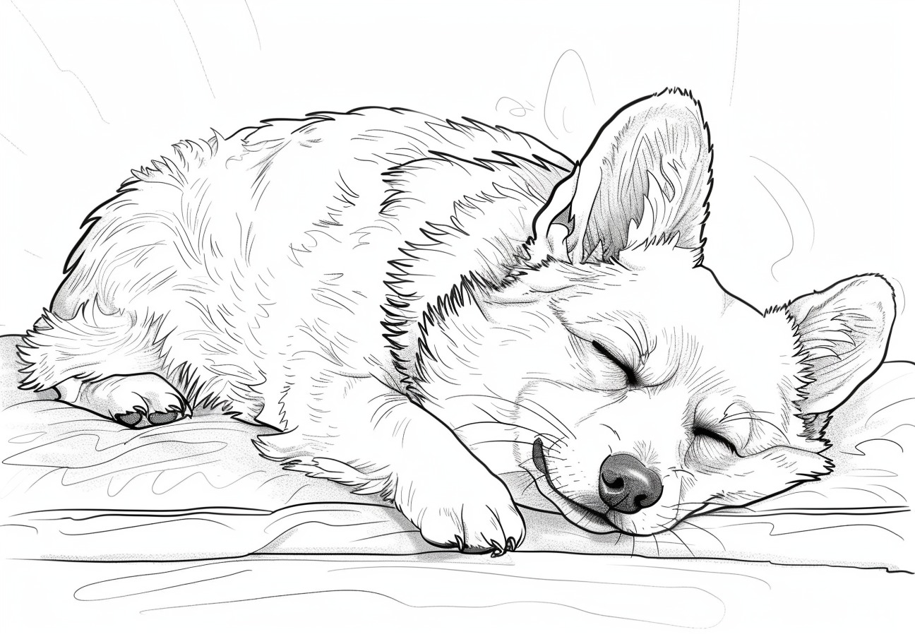 Corgi Coloring Pages, Corgi sleep