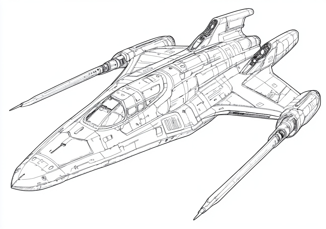 Spaceship Coloring Pages, Spaceship detailed