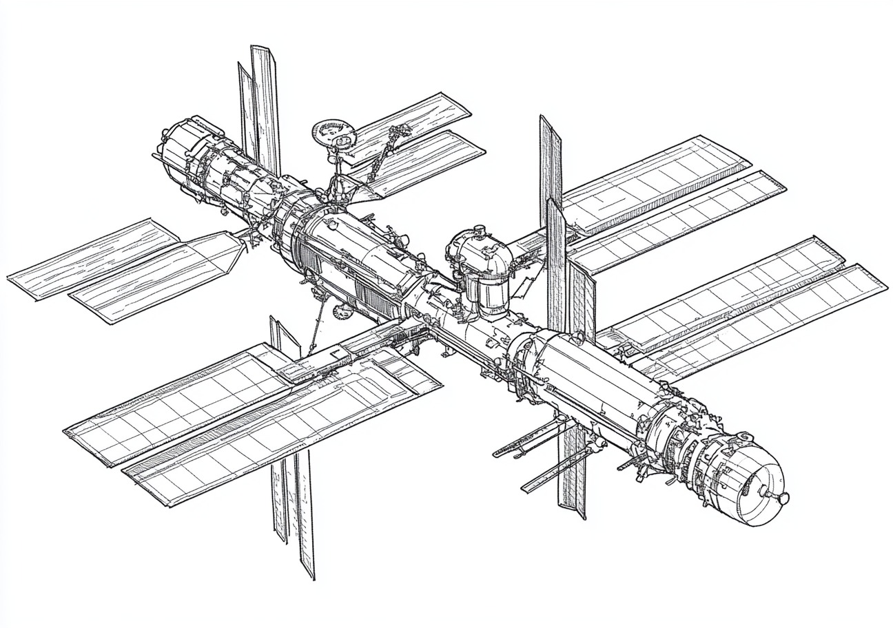 Space Station Coloring Pages, Space Station shining