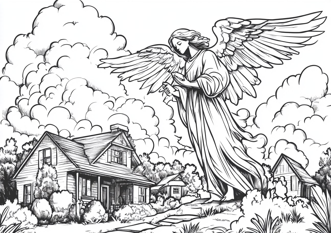 Israelites in Egypt Coloring Pages, The angel of death passing over the homes