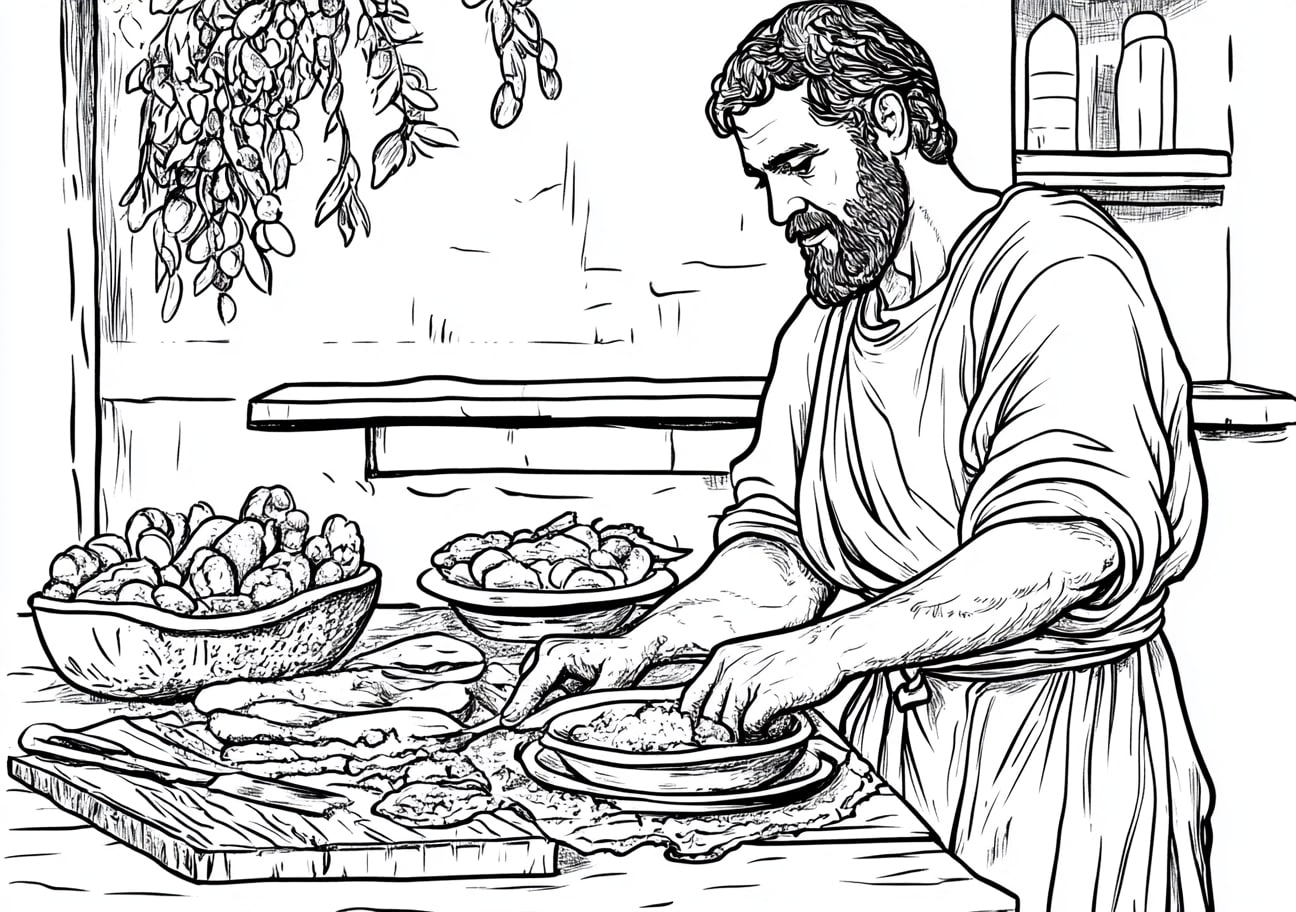 Prodigal Son Coloring Pages, Father preparing a feast for the Prodigal Son