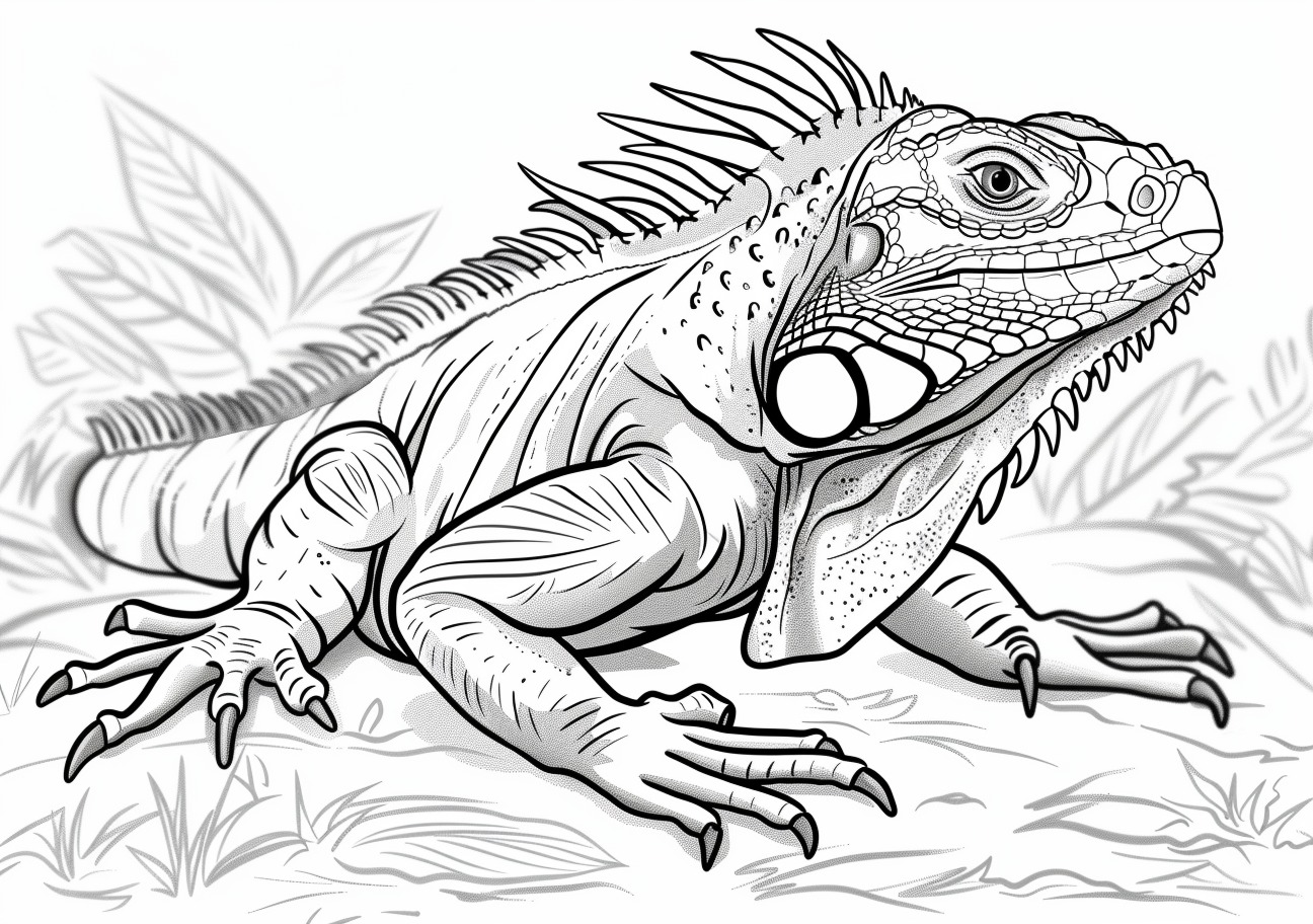 Iguana Coloring Pages, Cartoon Iguana