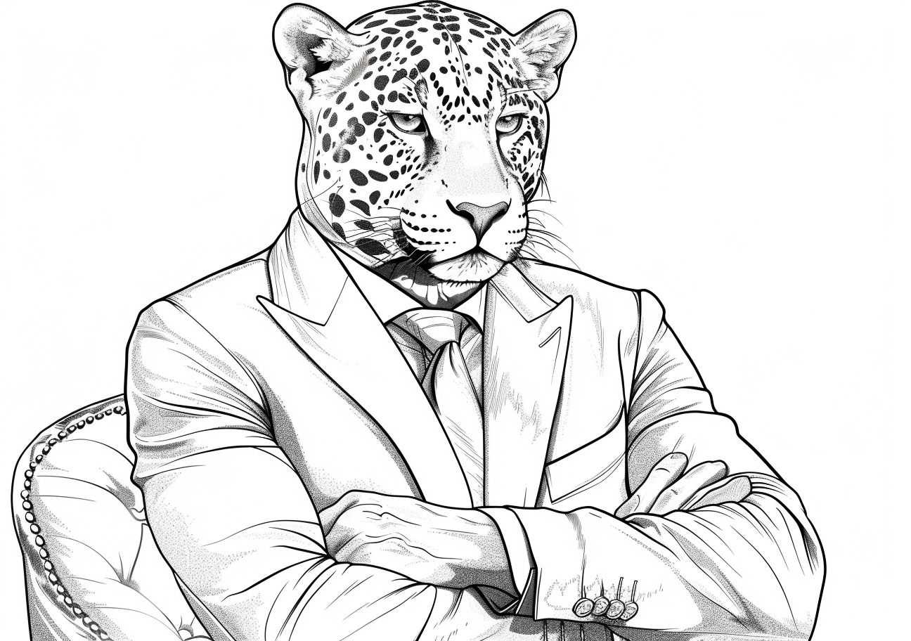 Jaguar Coloring Pages, Jaguar in suit