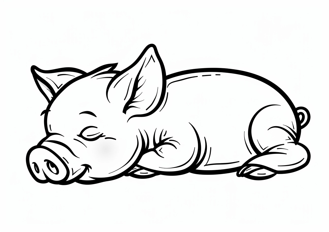 Piggy Coloring Pages, Cute sleeping Piggy