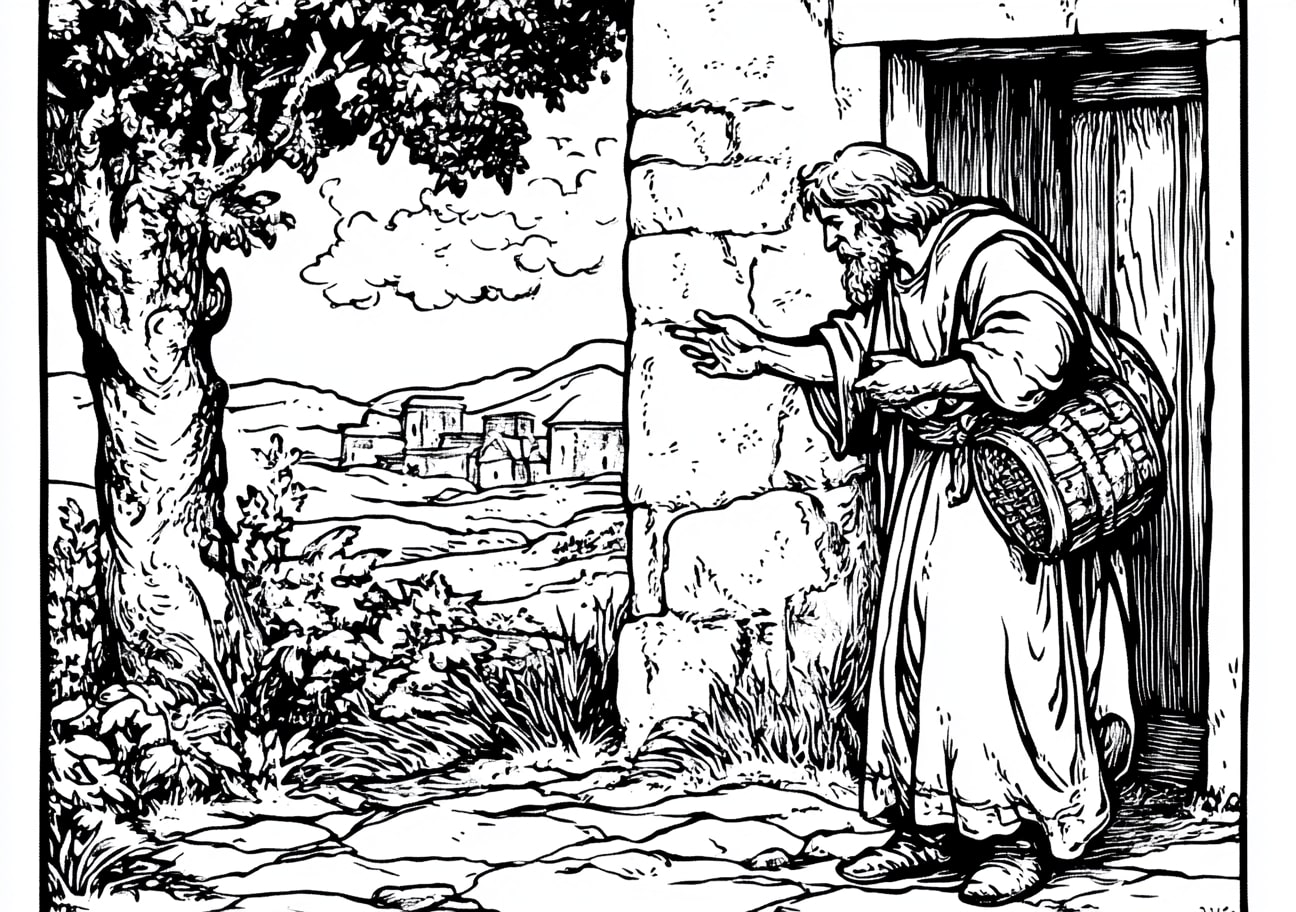 Prodigal Son Coloring Pages, Prodigal Son leaving home with his wealth