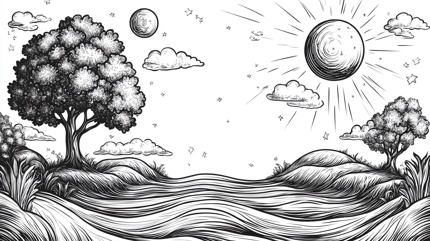 Bible Creation of Earth Coloring Pages, Bible Creation of Earth with day and night separating