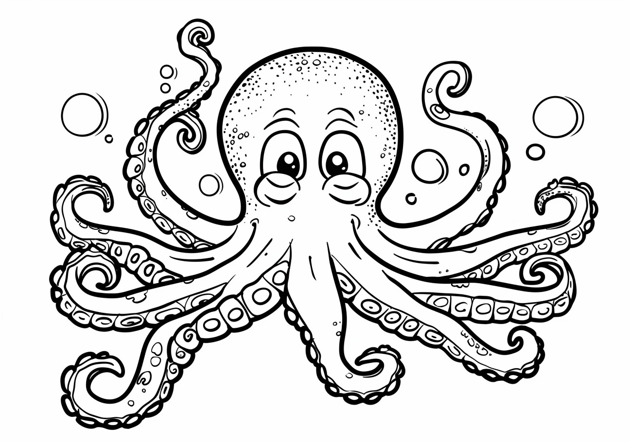 Octopus Coloring Pages, Happy Octopus