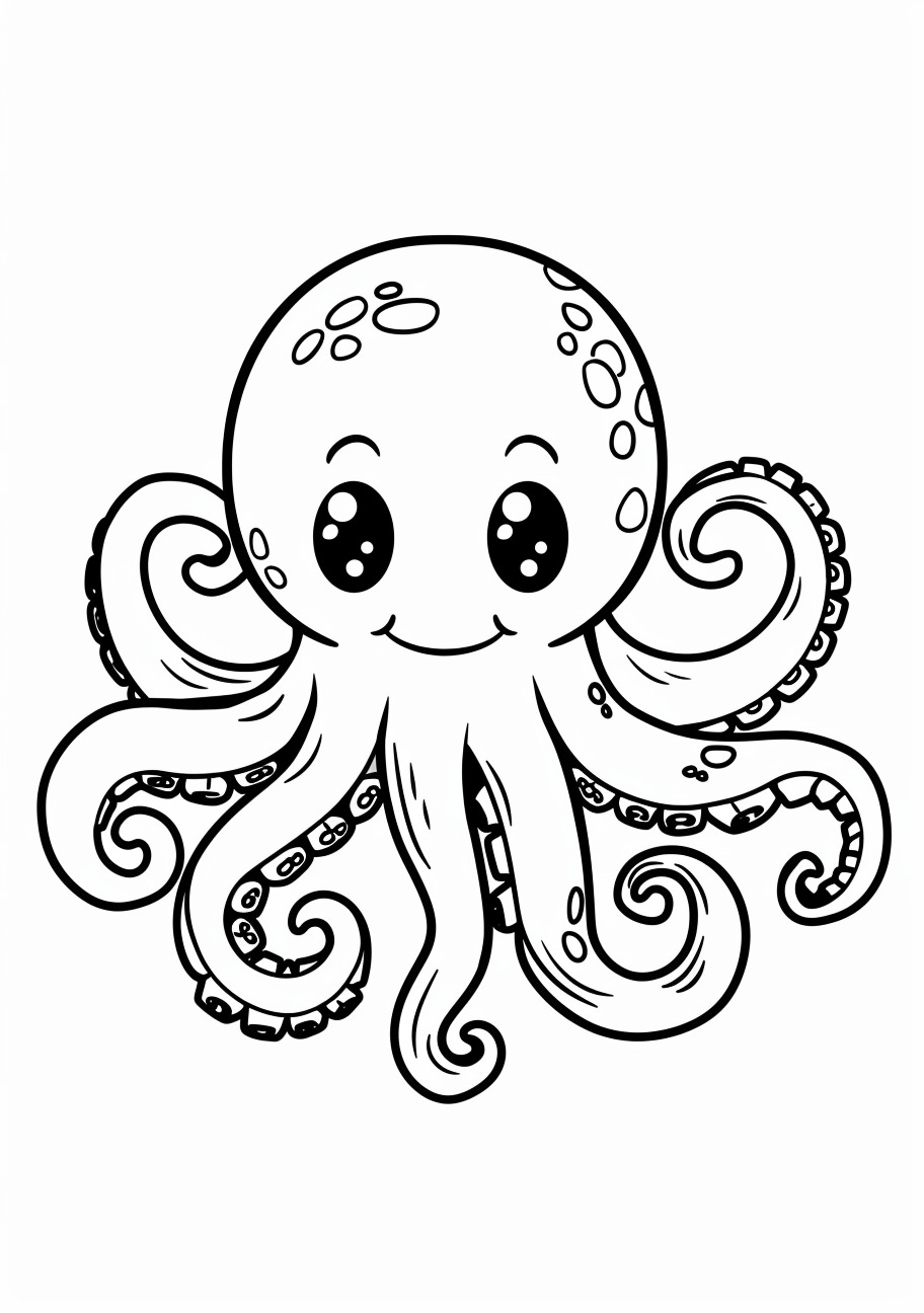 Octopus Coloring Pages, Kawaii Octopus