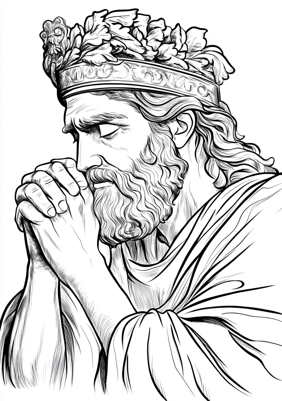 King Solomon Coloring Pages, King Solomon in prayer