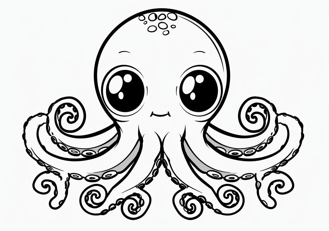 Squid Coloring Pages, Cute Squid