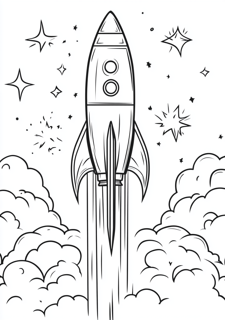 Rockets Coloring Pages, Rockets launching into the stars