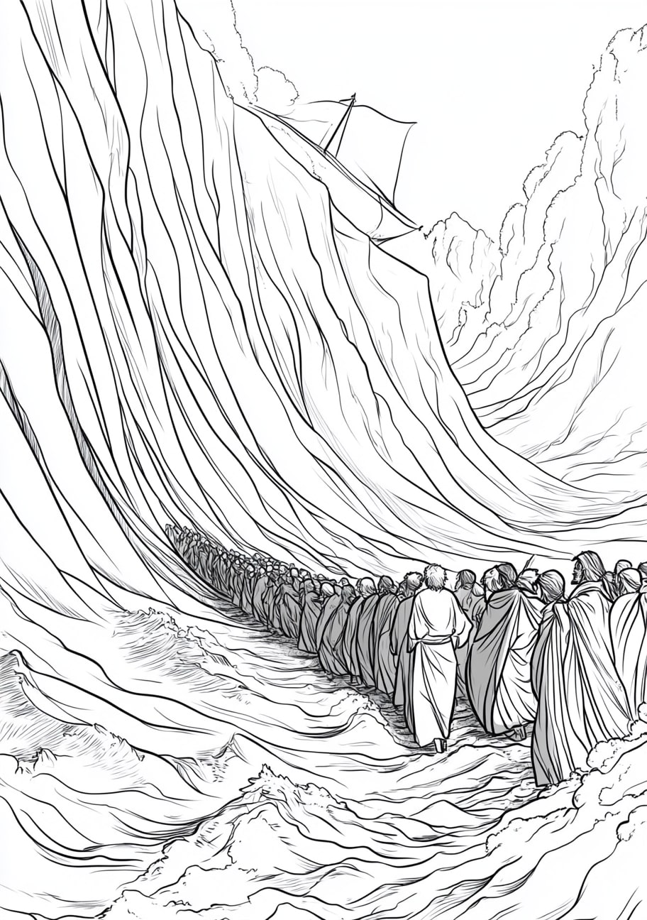 Exodus Coloring Pages, Exodus with the Israelites leaving Egypt