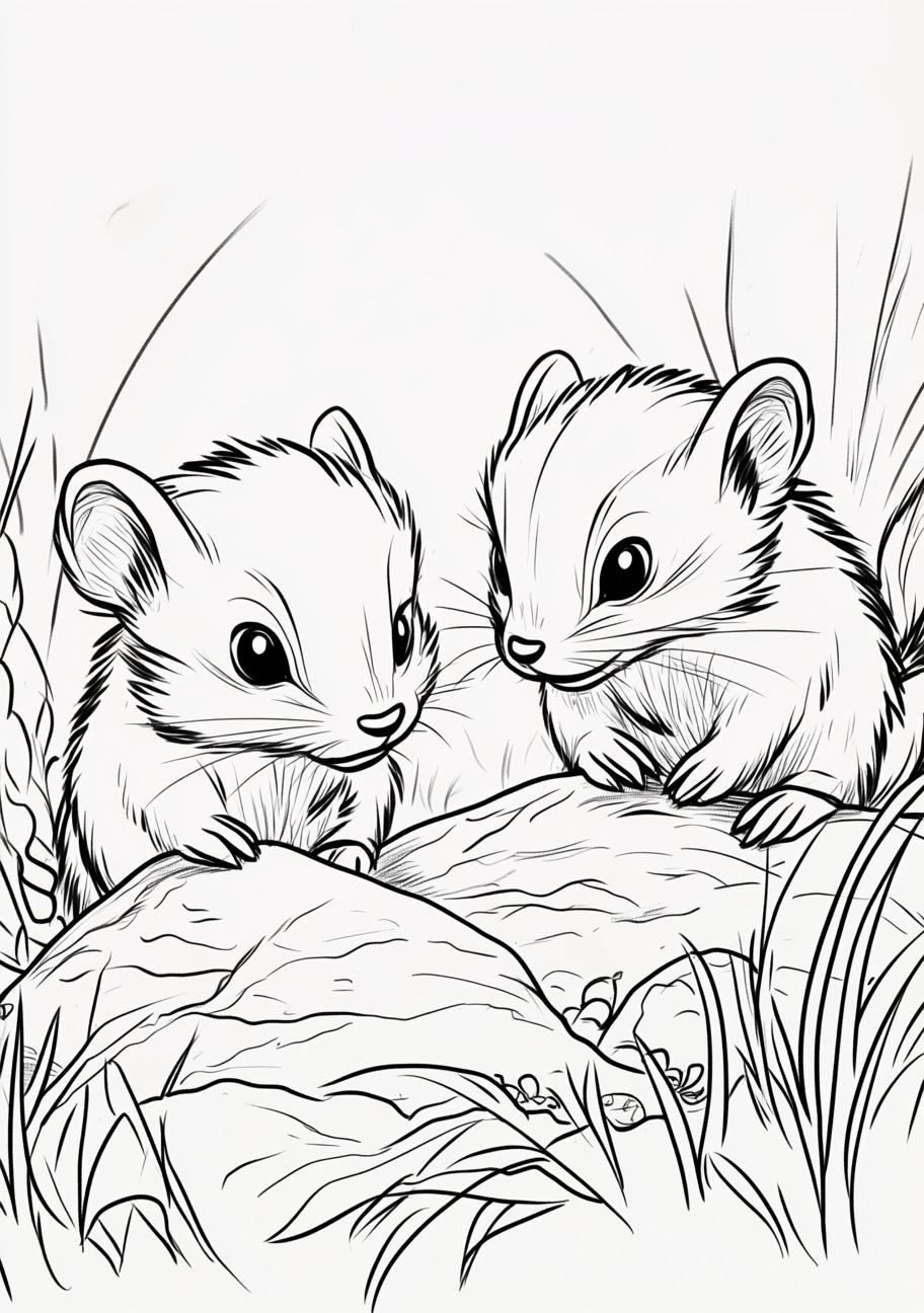 Skunks Coloring Pages, Skunks exploring