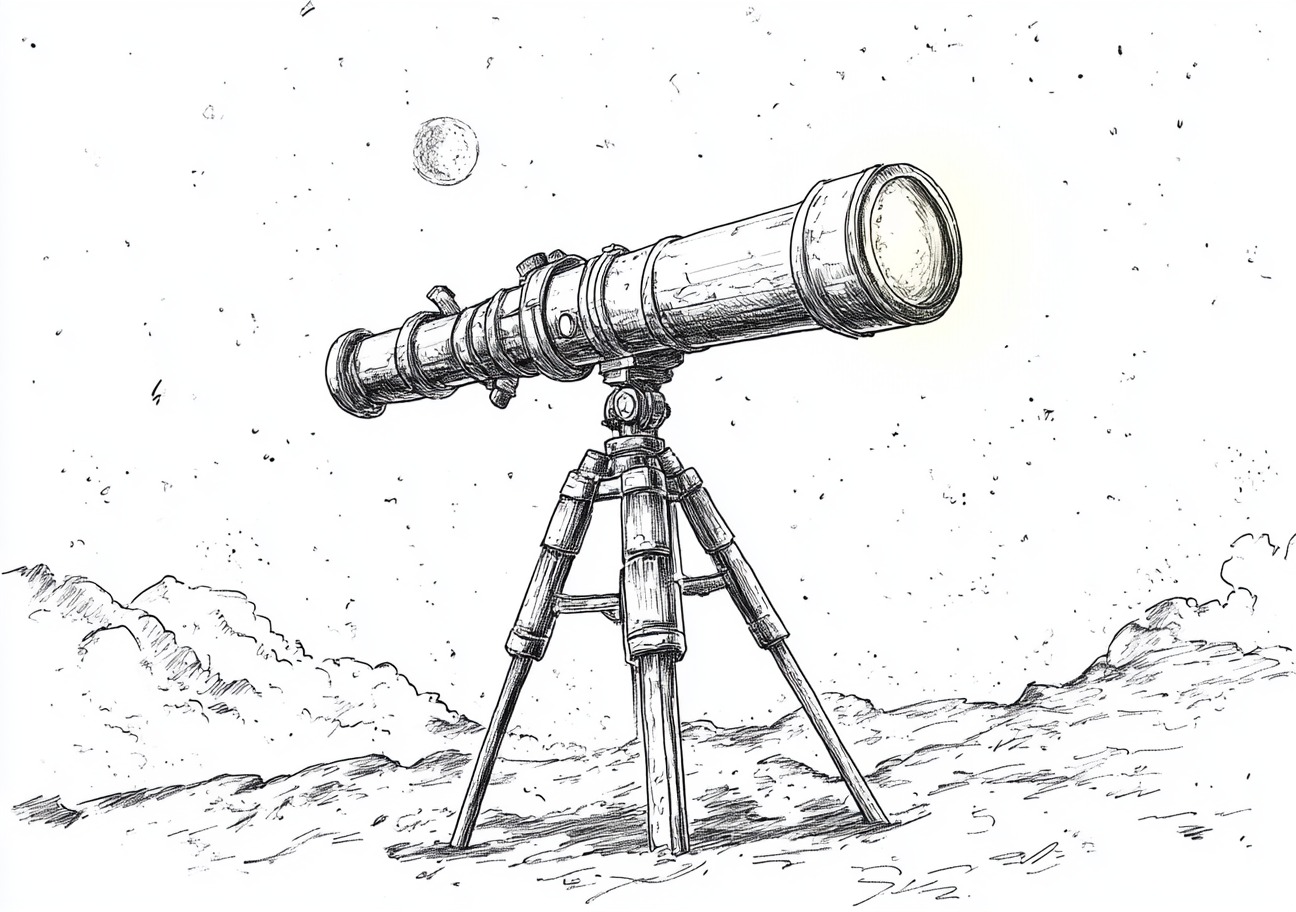 Telescope Coloring Pages, Telescope glowing