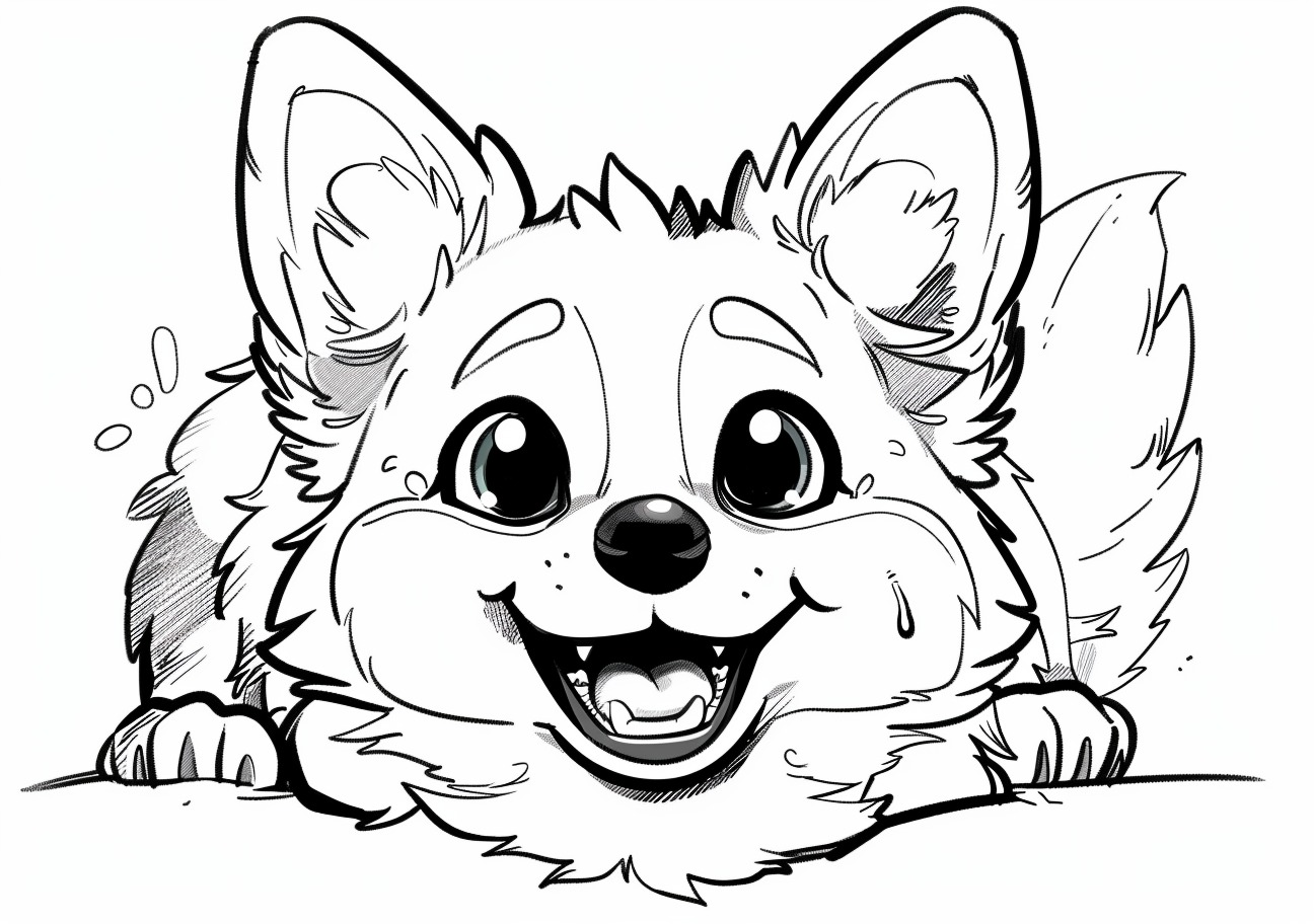 Corgi Coloring Pages, Smiling Corgi