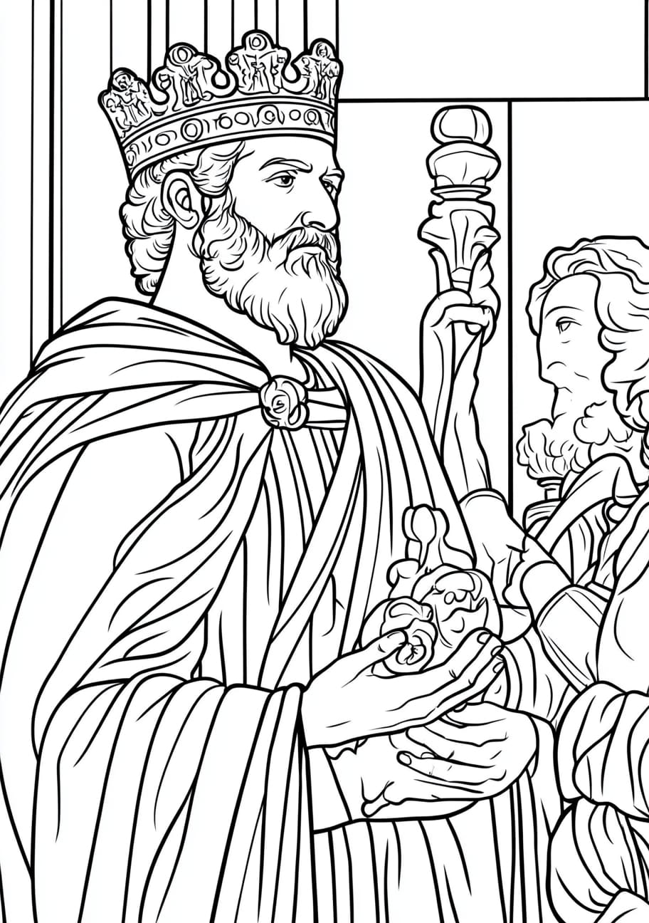 King Solomon Coloring Pages, King Solomon with the rich and famous visitors