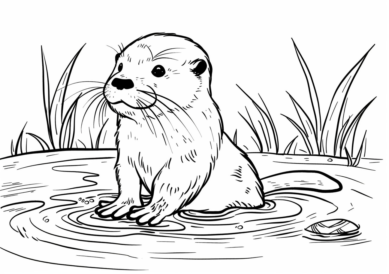 Otter Coloring Pages, Child Otter