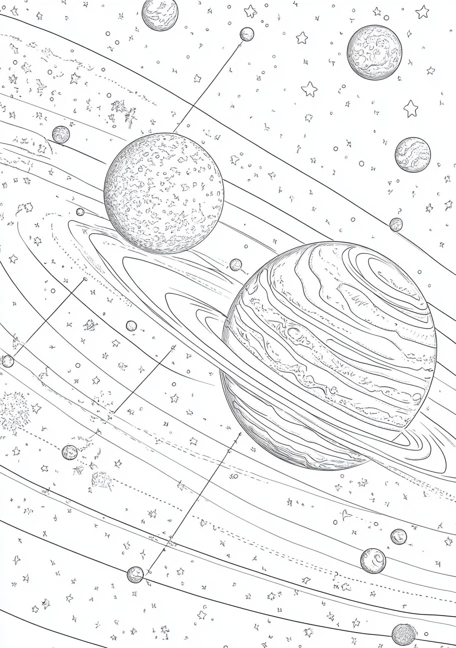 Solar System Coloring Pages, Solar system vibrant